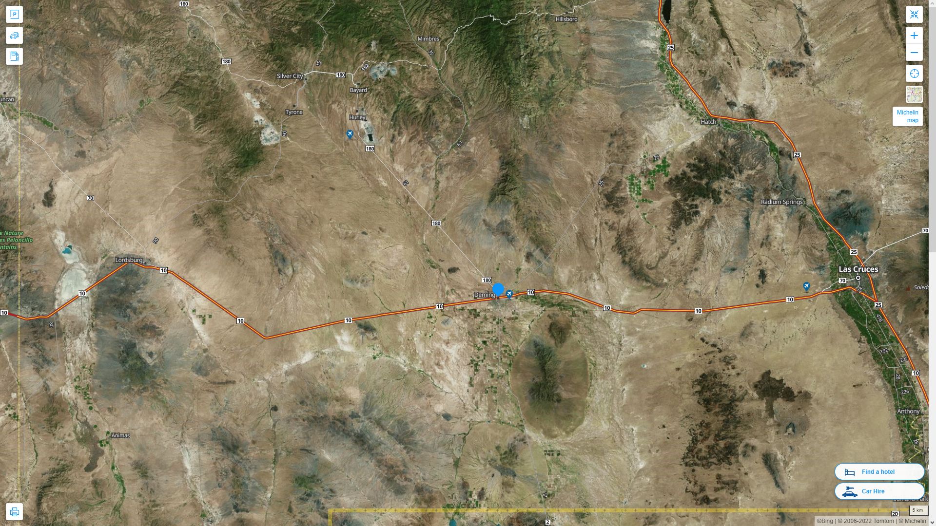 Deming New Mexico Highway and Road Map with Satellite View